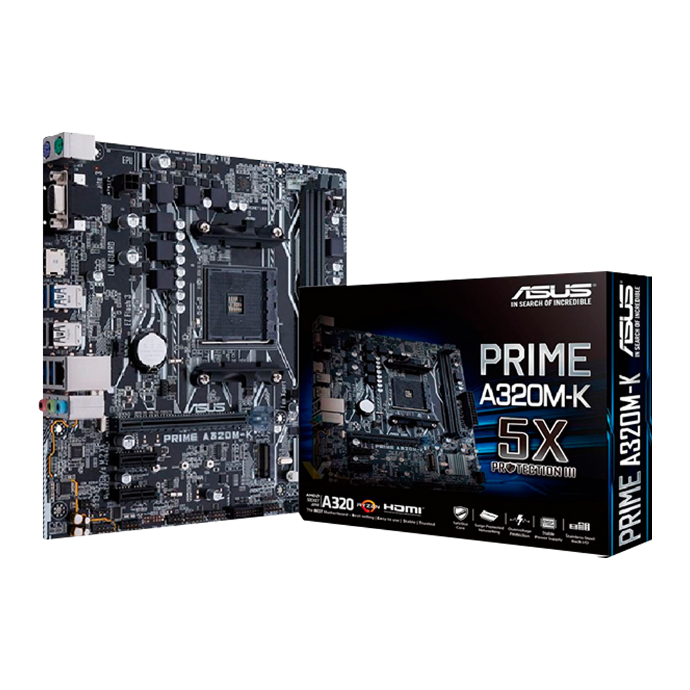 Tarjeta Madre Asus PRIME A320MK, Chipset AMD A320, Soporta, Procesador